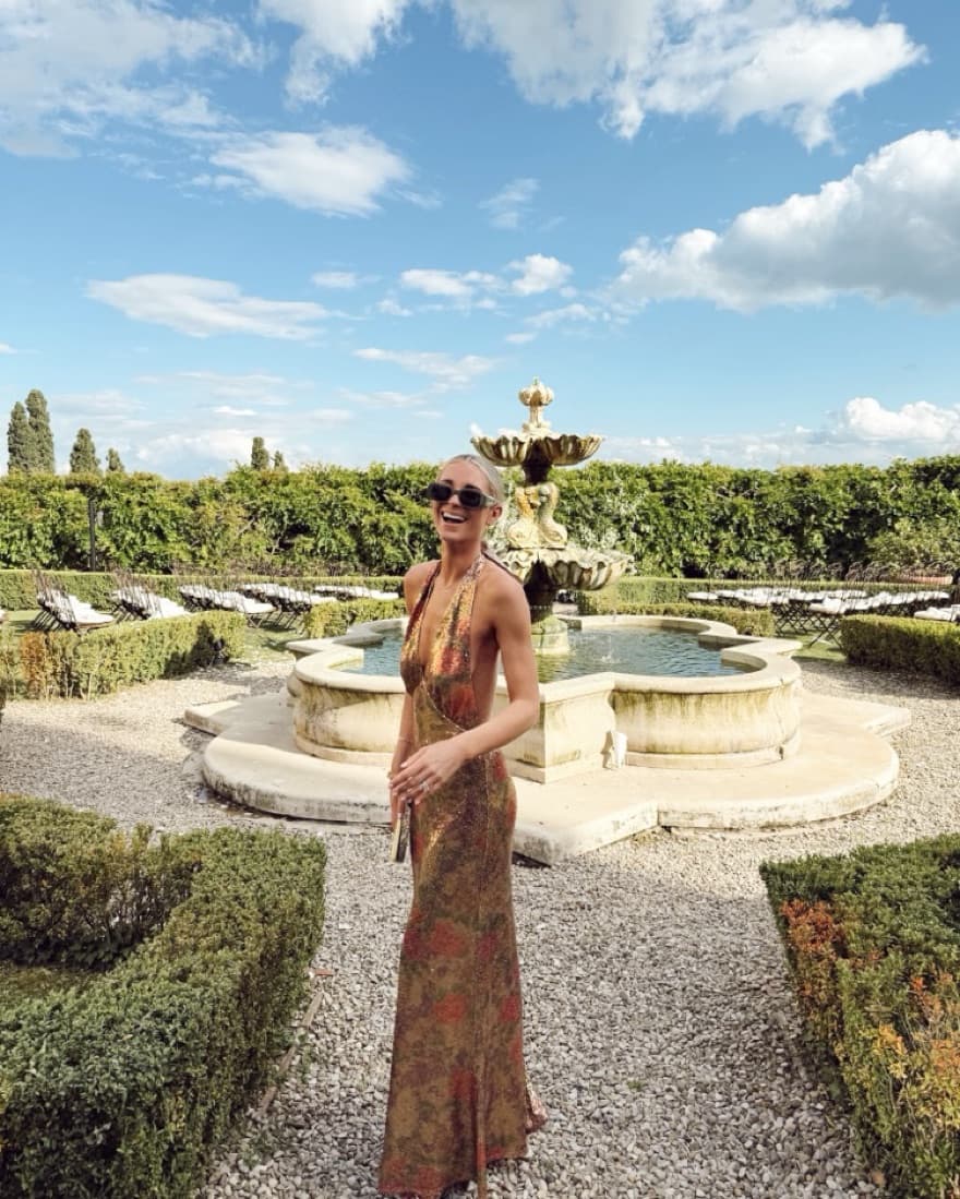 Halter Gold Sequin Gown - Image 1