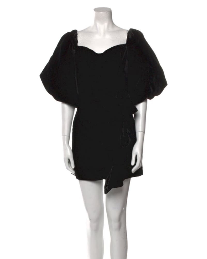 Rhode Black Velvet Puff Sleeve Mini  - Image 1