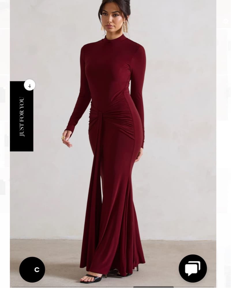Burgundy Long sleeve Gown - Image 2