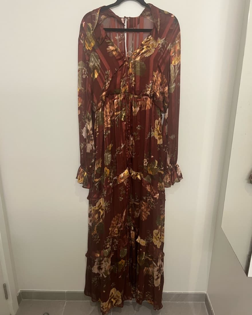 Sheer Maroon/Coppery Gown with Slip - Image 3