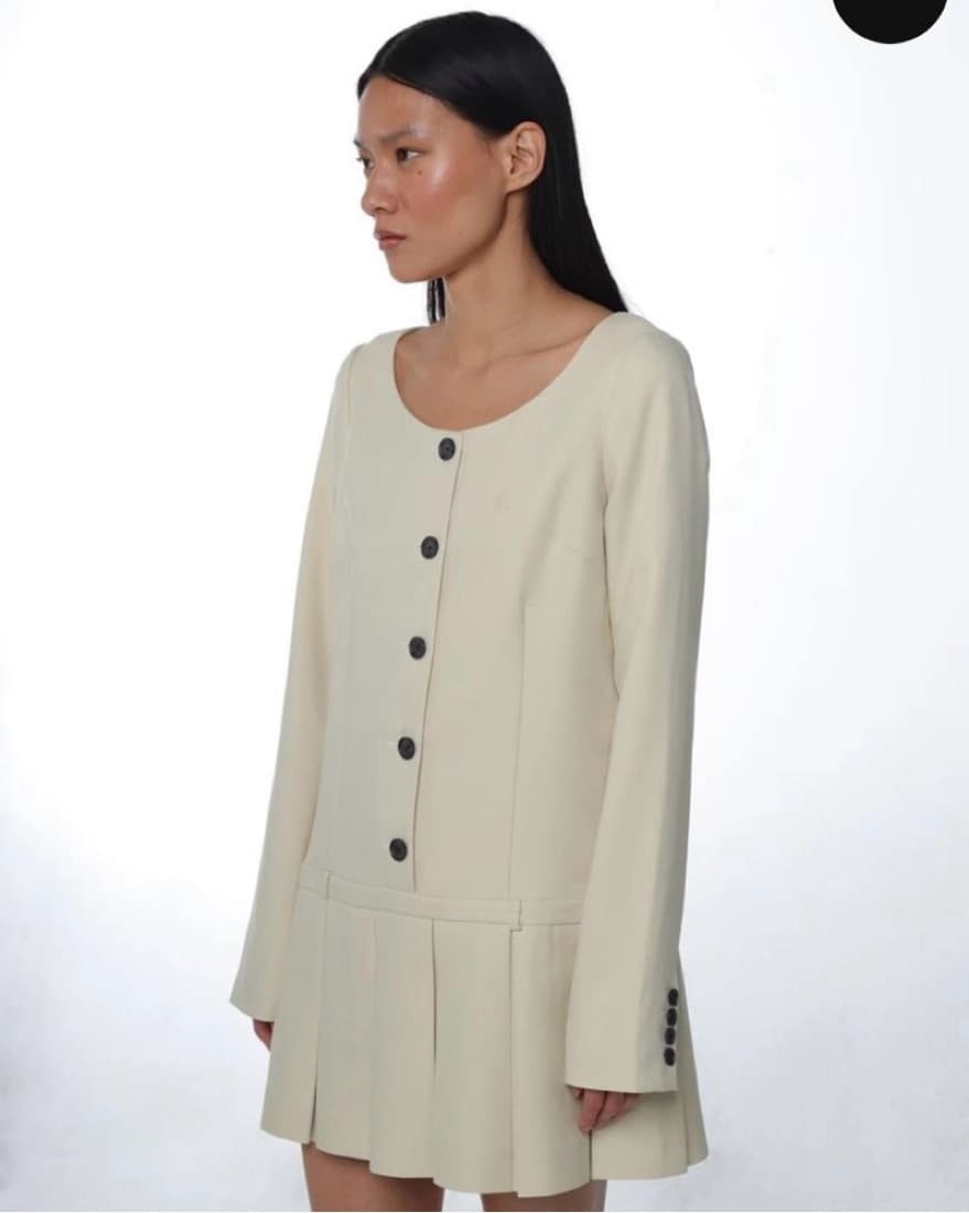 butter yellow sandy liang pleated dress - Image 2
