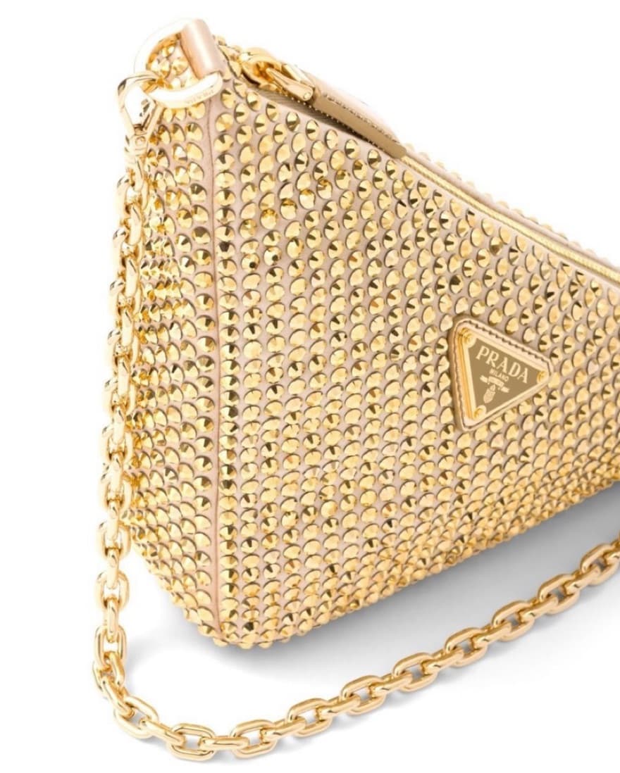 Prada Triangle Gold Crystal Embellished - Image 1