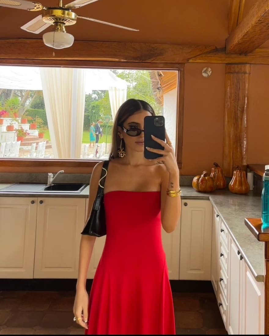 Strapless Hi Low Dress In Perfect Red  - Image 1
