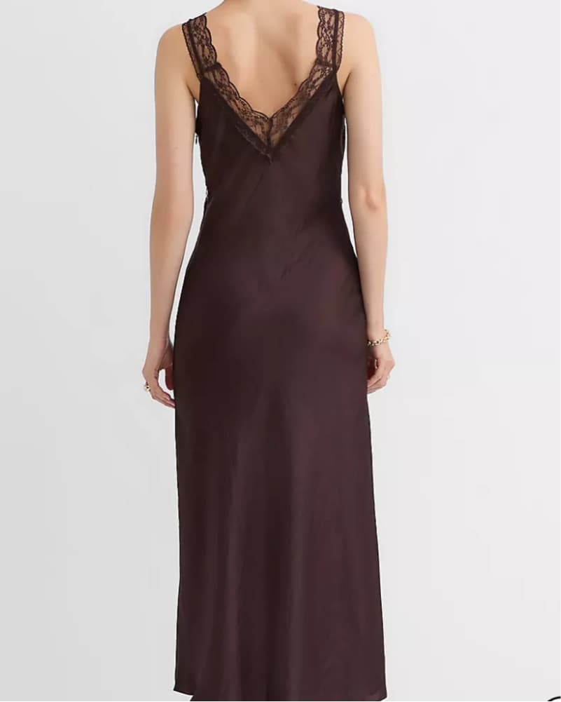 Brown Satin Midi Dress - Image 2