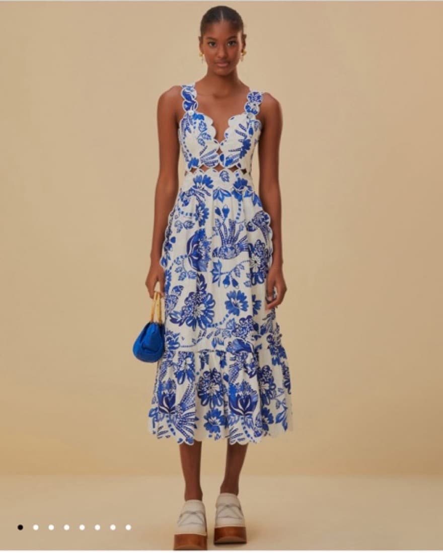 Farm Rio Blue White Maxi Dress - Image 1