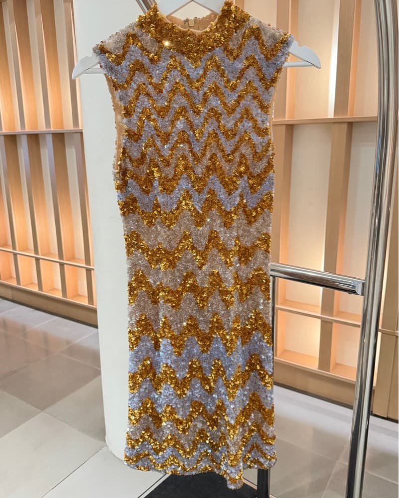 Rachel Gilbert Callum Mini Gold Dress - Image 3