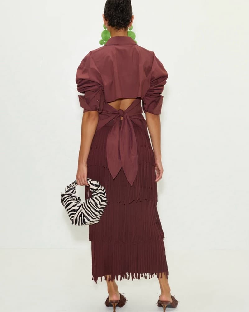 Simon Miller Choco Fringe Midi Skirt  - Image 3