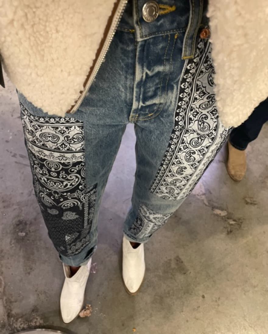 Maje Bandana Patch Straight Leg Jean - Image 1