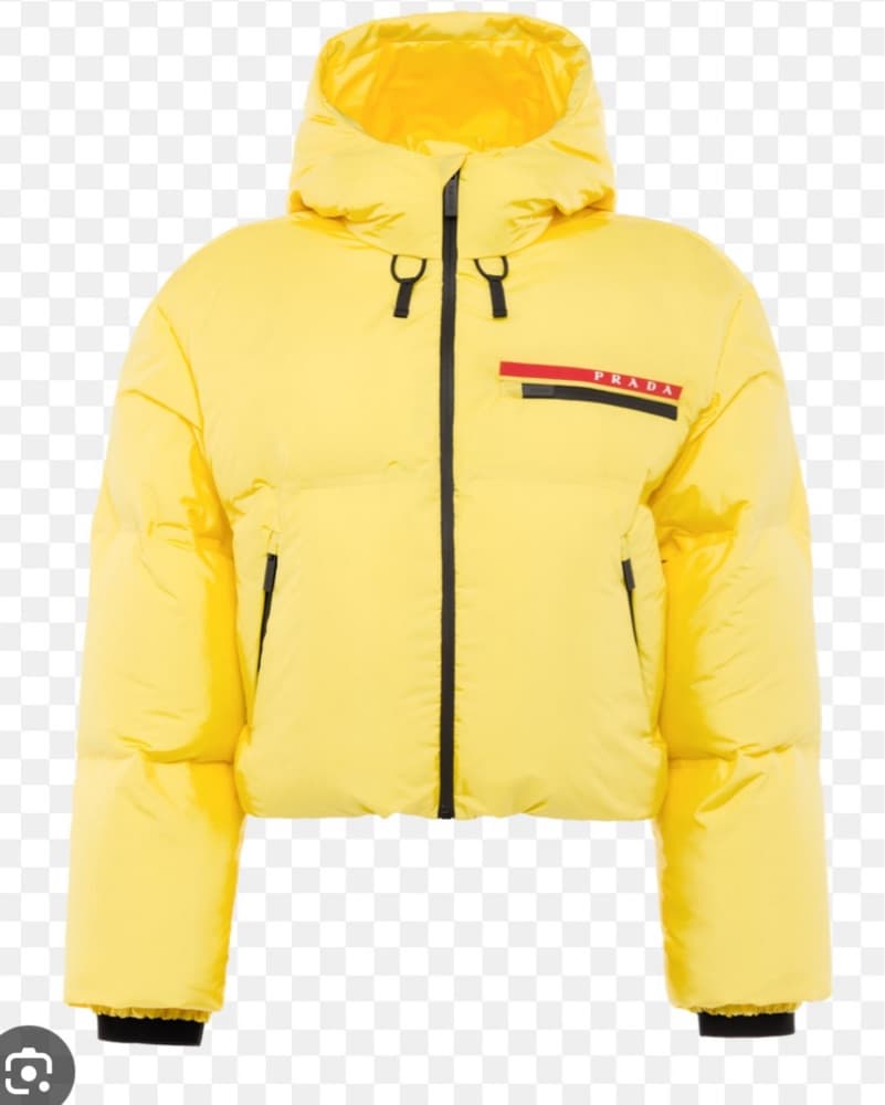 Yellow Prada Cropped Puffer - Image 3