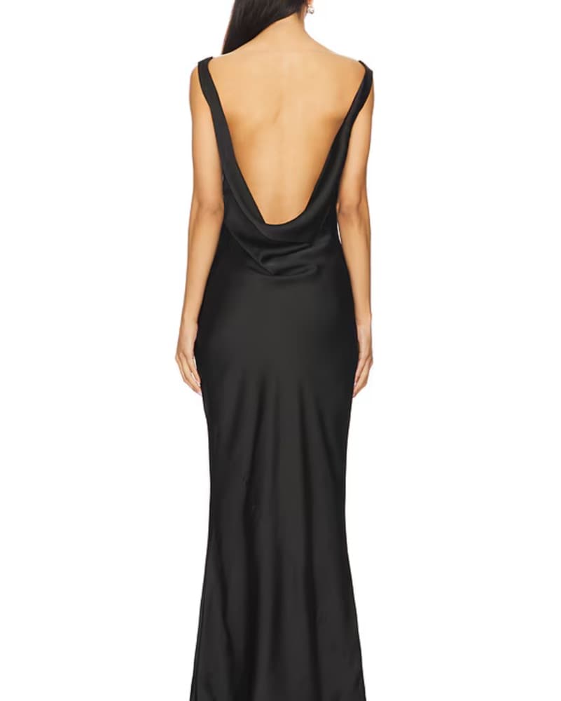 Norma Kamali Black Satin Gown - Image 4