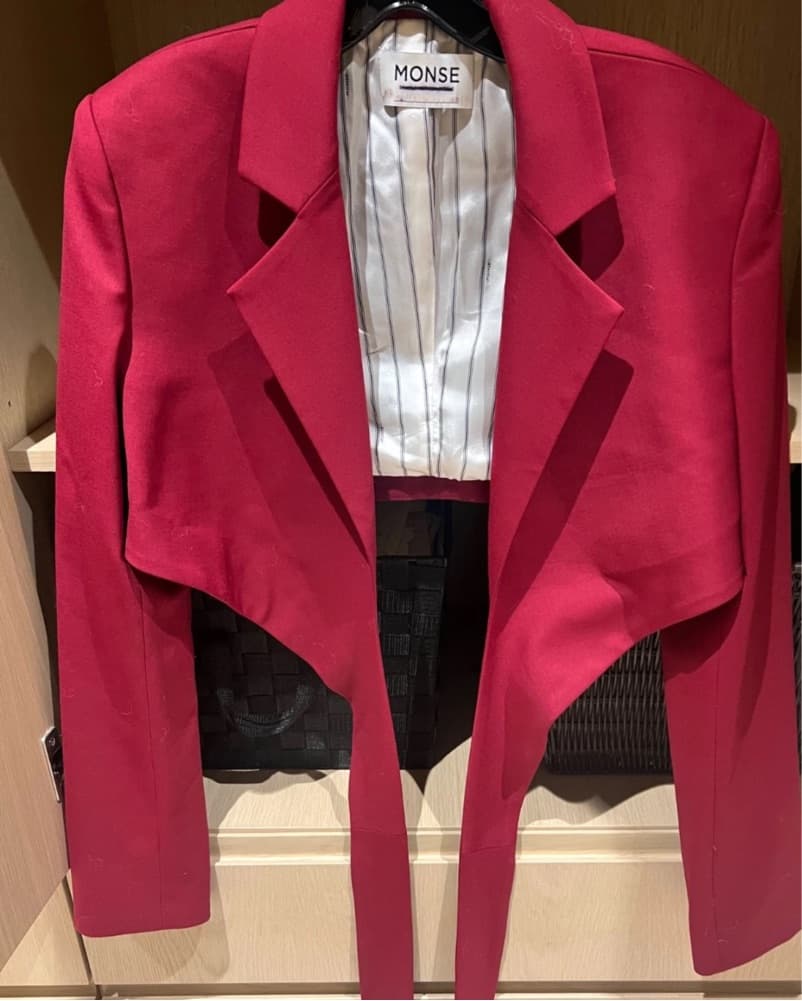 Monse Cropped Burgandy Wrap Jacket - Image 3