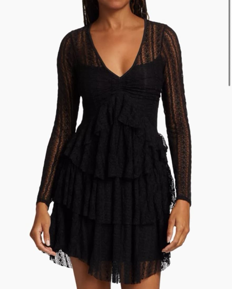 LoveShackFancy Yana Black Mini Dress - Image 1