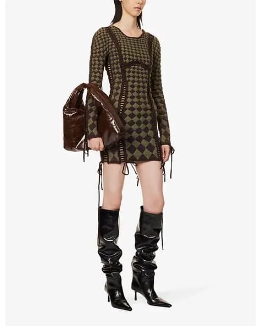 Isa Boulder Knit Lace Up Dress - Image 1