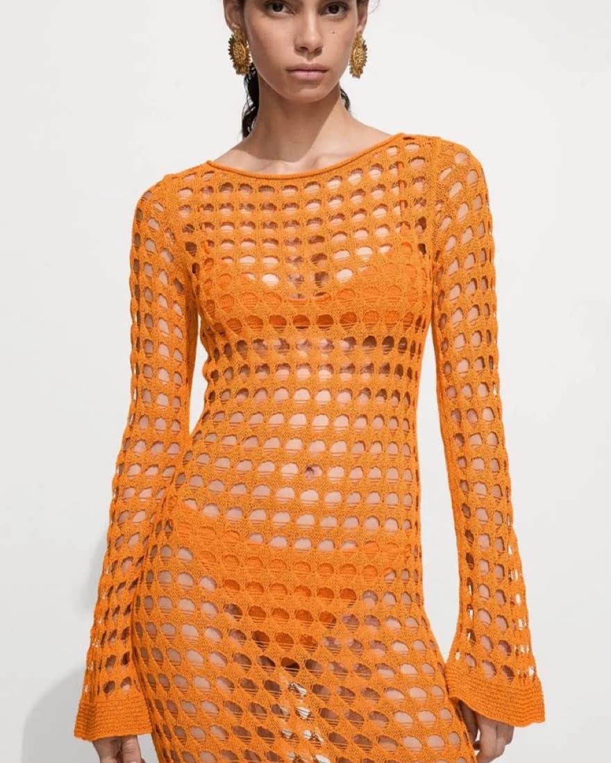 Orange Knit Dress - Image 2