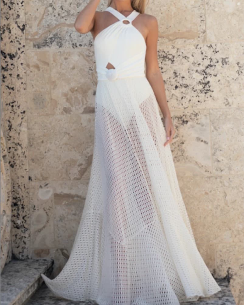 PatBO Asymmetric Netted Beach Dress - Image 1