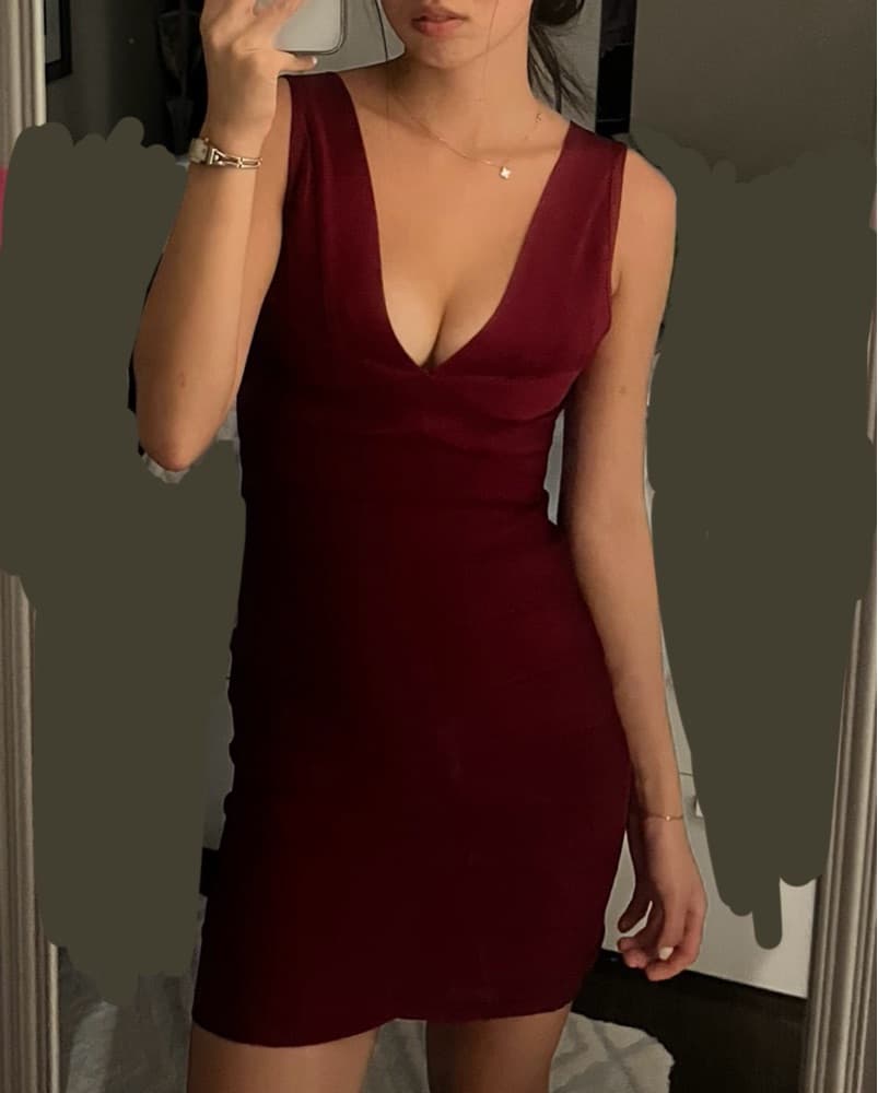 Herve Leger Red Bandage Mini Dress - Image 4