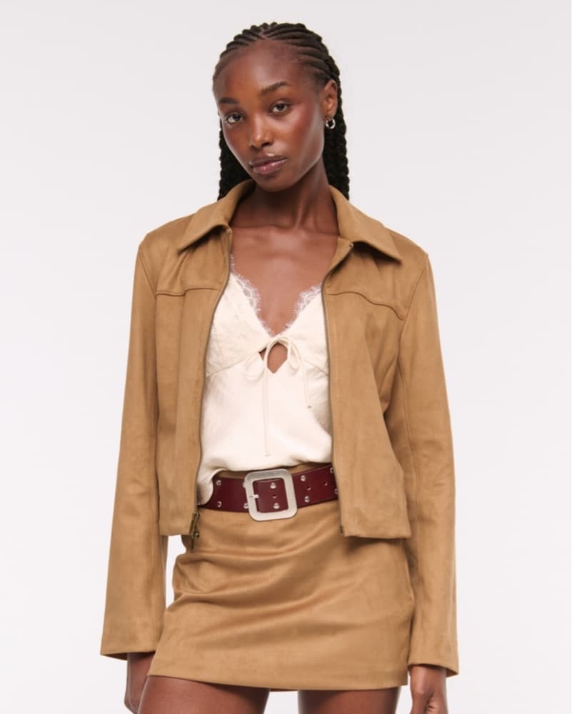 A&F Vegan Suede Jacket in Brown - Image 4