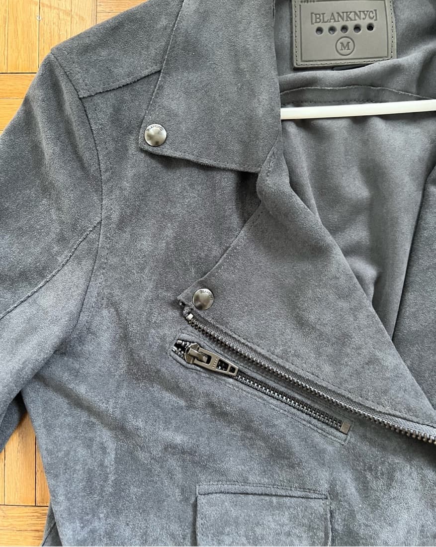Slate Gray Suede Moto Jacket - Image 2