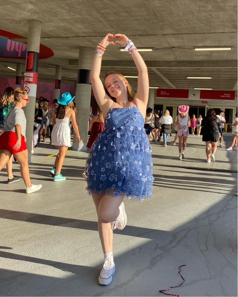 Blue Floral Tulle Dress - Image 2