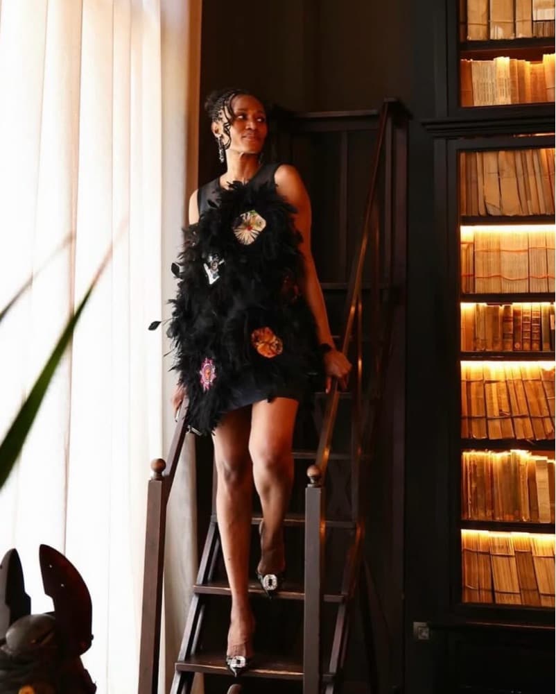 Cynthia Rowley Feather Black Dress - Image 1