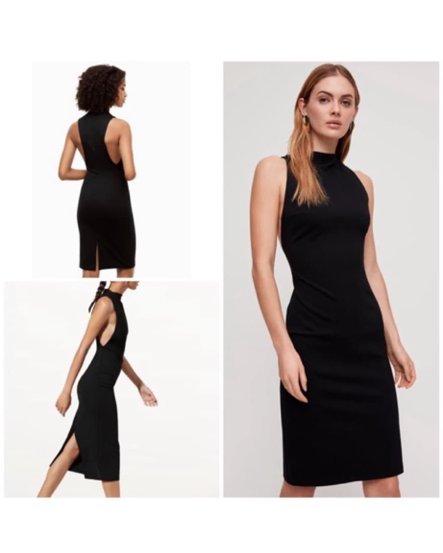 Black Euc Midi Dress, Mock Neck - Image 2