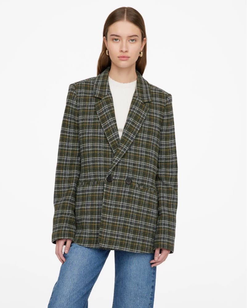 Anine Bing Green Plaid Plaid Blazer  2 - Image 2