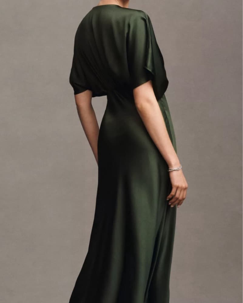 BHLDN Amelia Deep V Satin Maxi Dress - Image 3