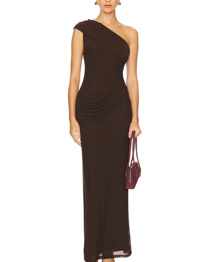 Fleur Maxi Dress In Dark Brown - Revolve - Image 1