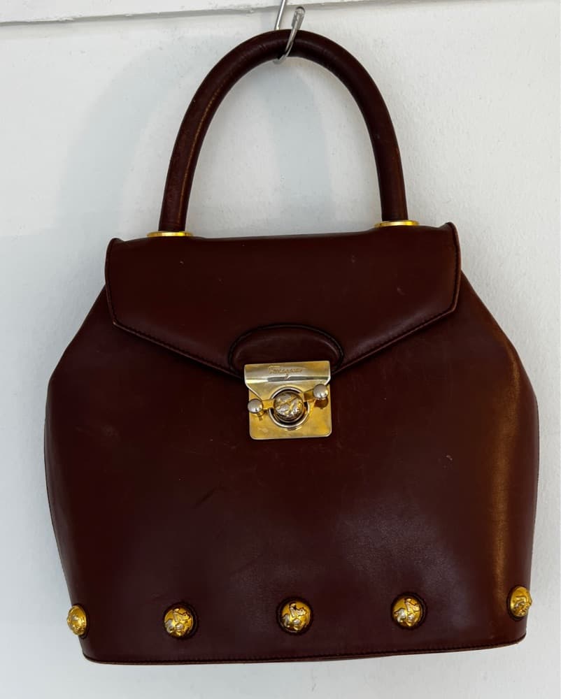 Vintage Ferragamo Studded Top Handle Bag - Image 6