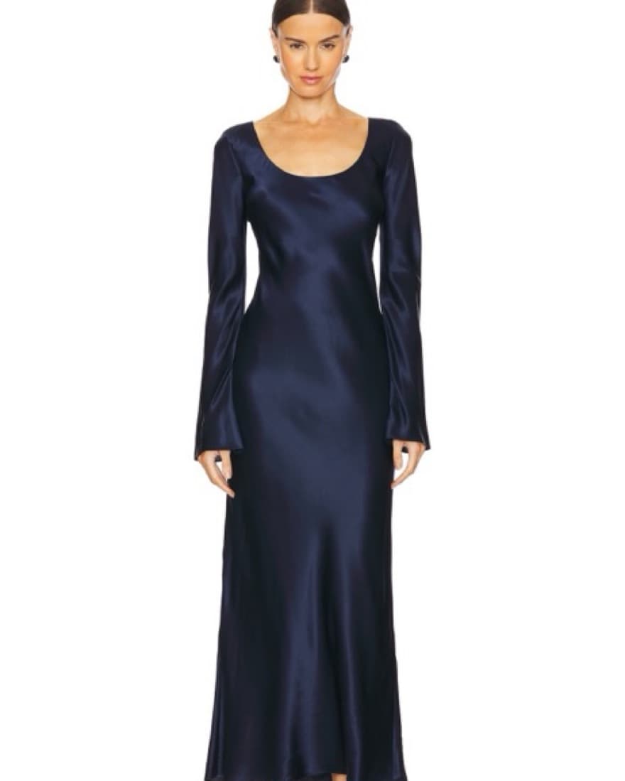 Eaves Gilad Silk Maxi Dress In Navy - Image 2