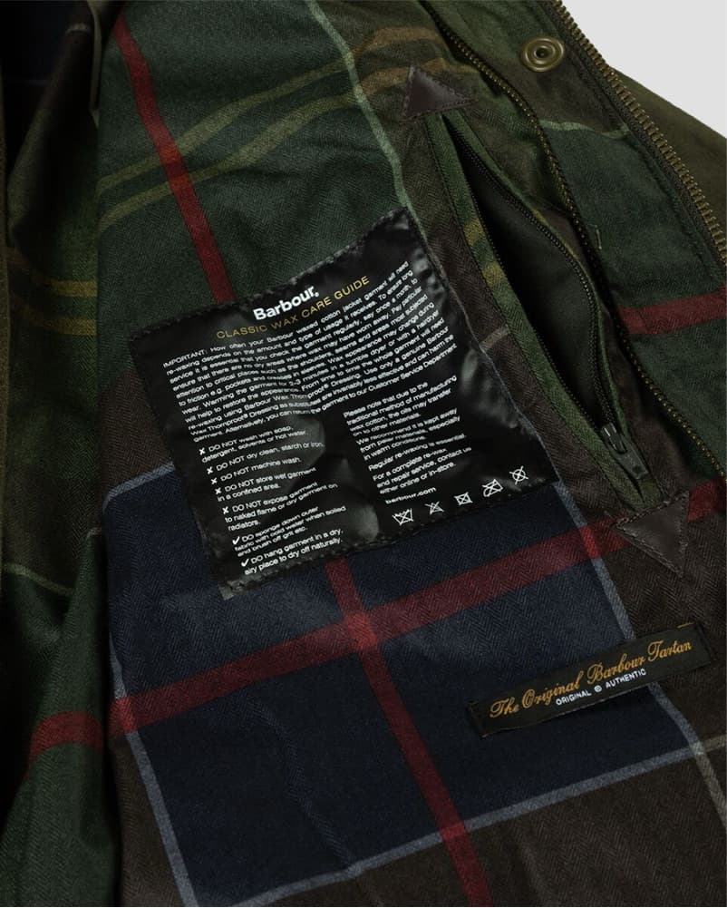 XS Olive Barbour Waxed Jacket - Image 6