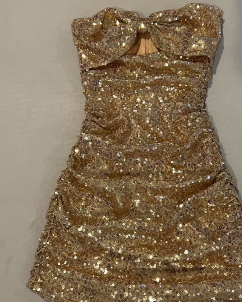 Lucy In The Sky Gold Mini Dress - Image 2