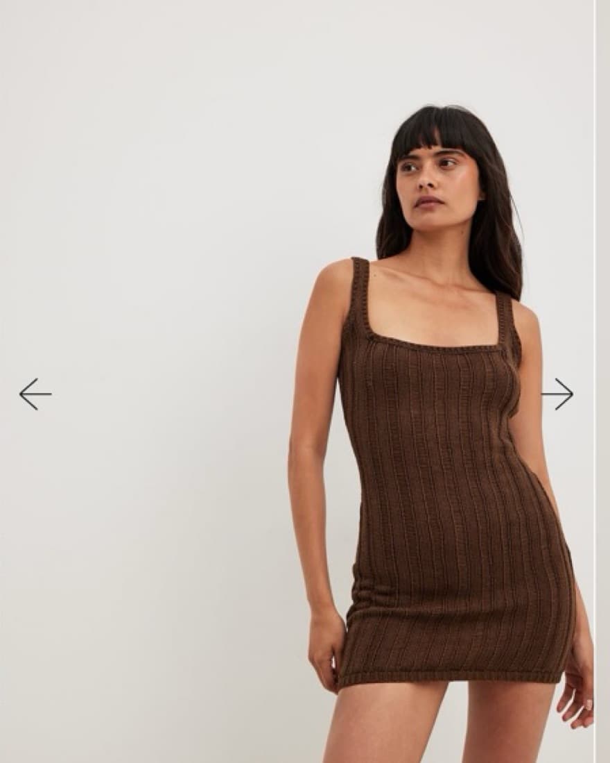 NA-KD Knitted Detail Mini Dress Brown - Image 2