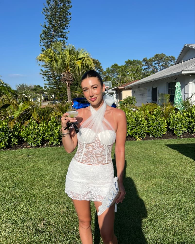 White Lace Mini Skirt & Top - Image 2