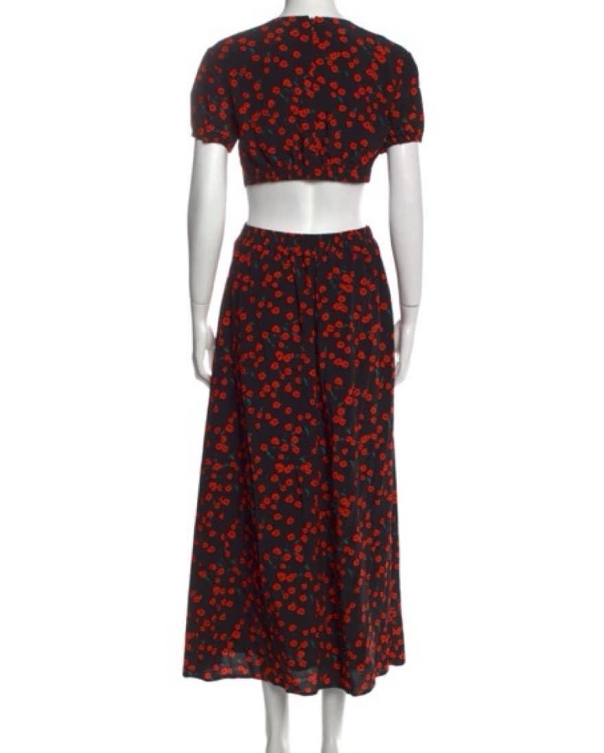 Black & Red Floral Print Long Dress  - Image 3