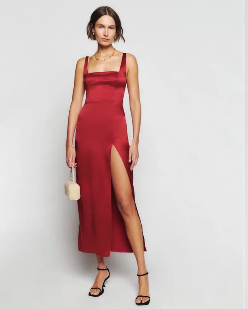 Reformation Solay Silk Dress In “Sangre” - Image 1