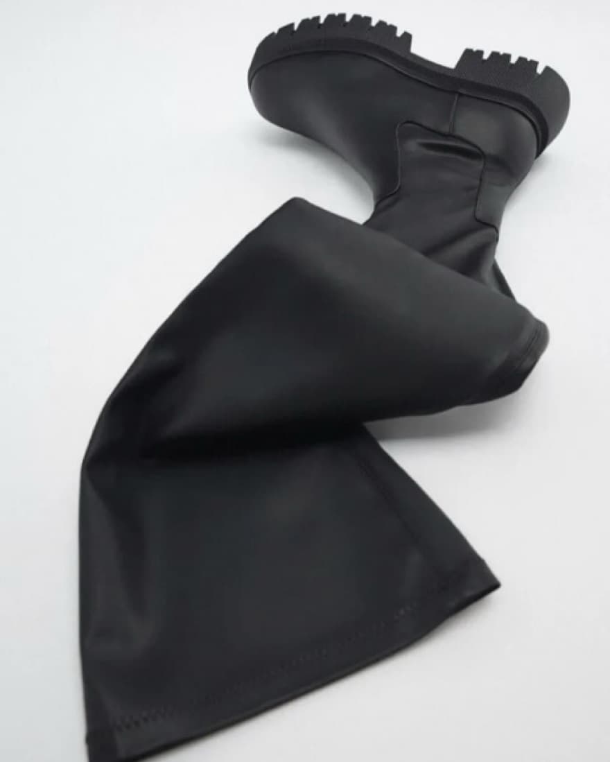 Zara Knee High Leather Booties Platform - Image 3