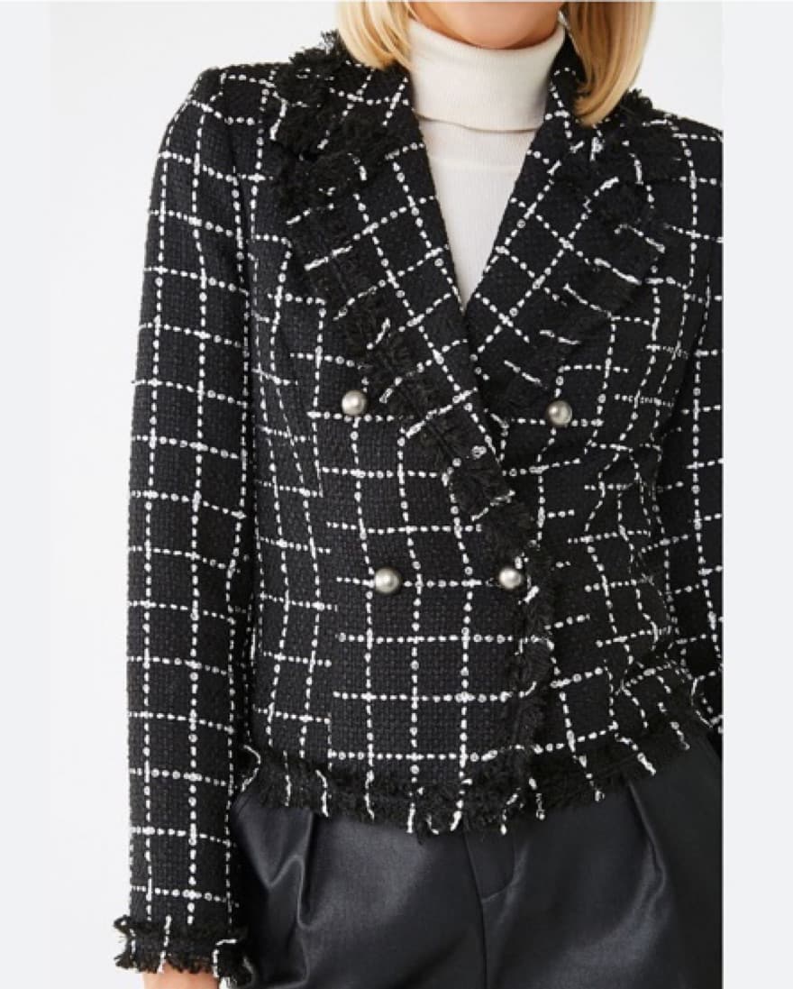 Grid Notched Collar Blazer - Image 2