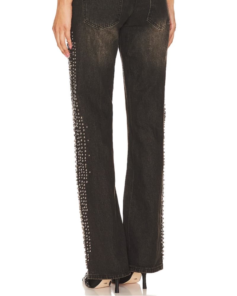 Edgy Studded Flare Jeans - Image 3