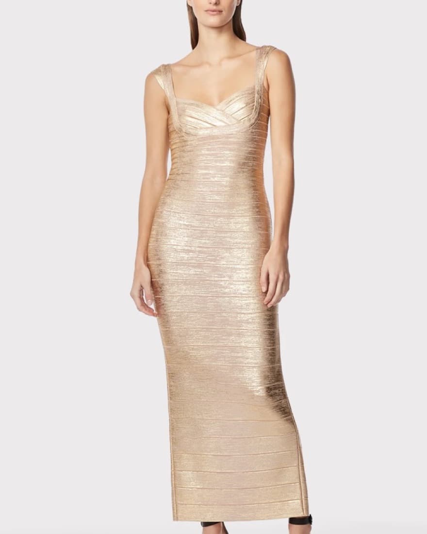 Sweetheart Banded Foil Gown  - Image 1