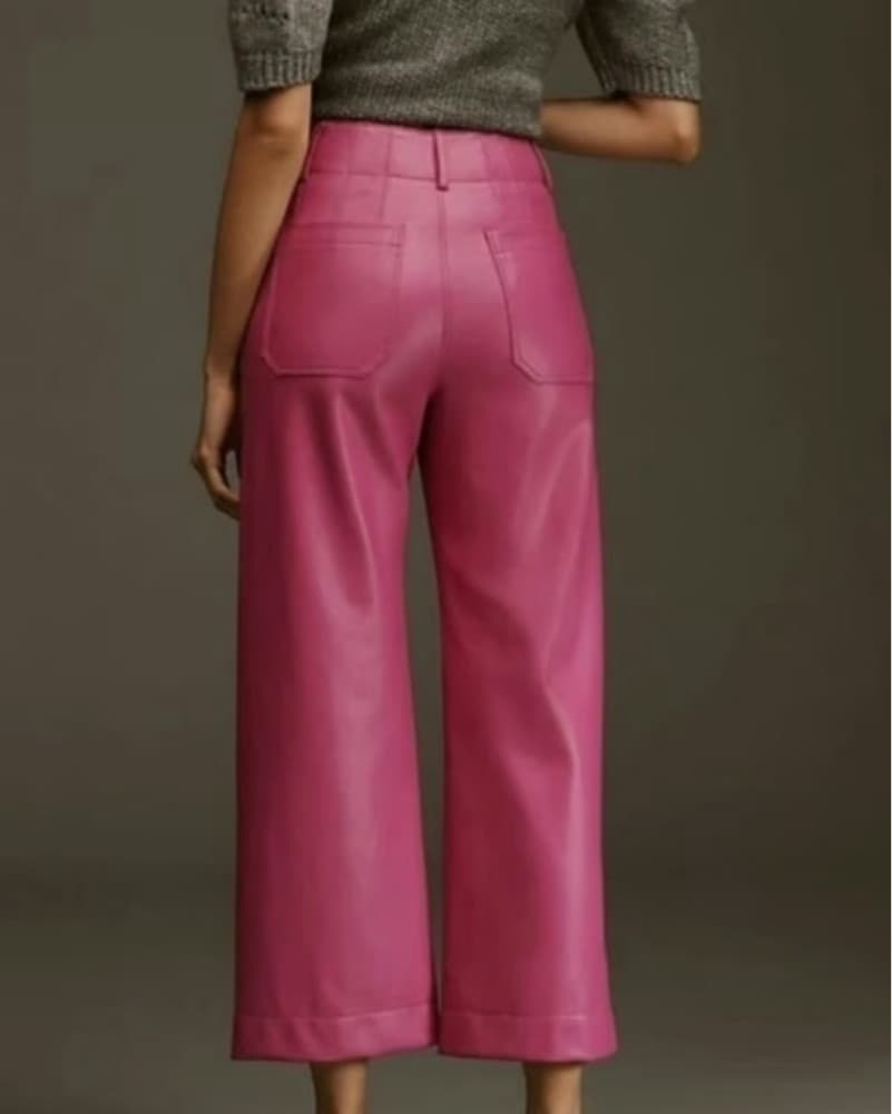 Anthro Colette Pink Faux Leather Pants - Image 2