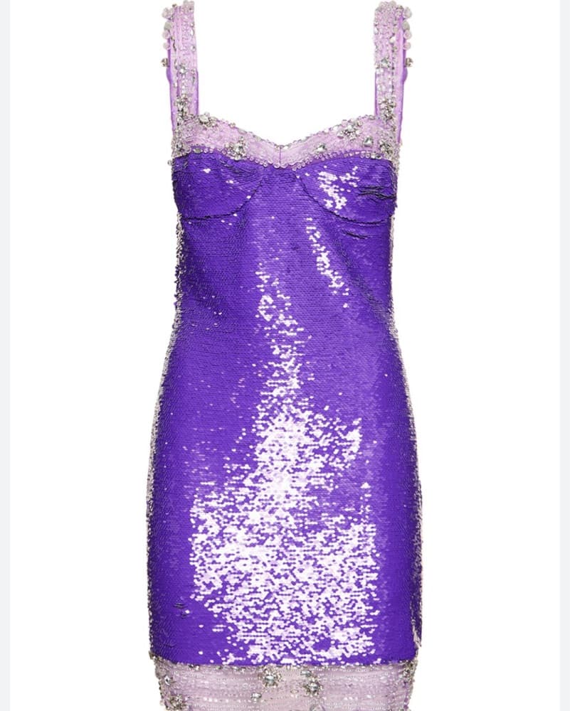 Pat BO Purple Sequin Cocktail Dress - Image 3