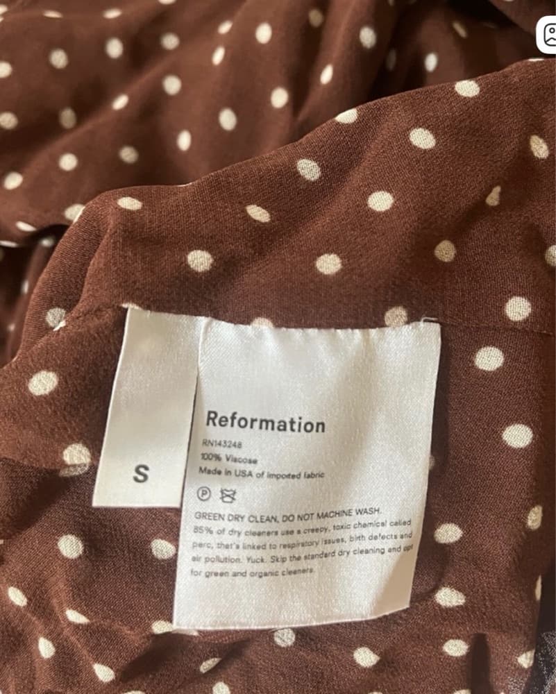 Reformation Lucky Dress - Brown Polka  - Image 5