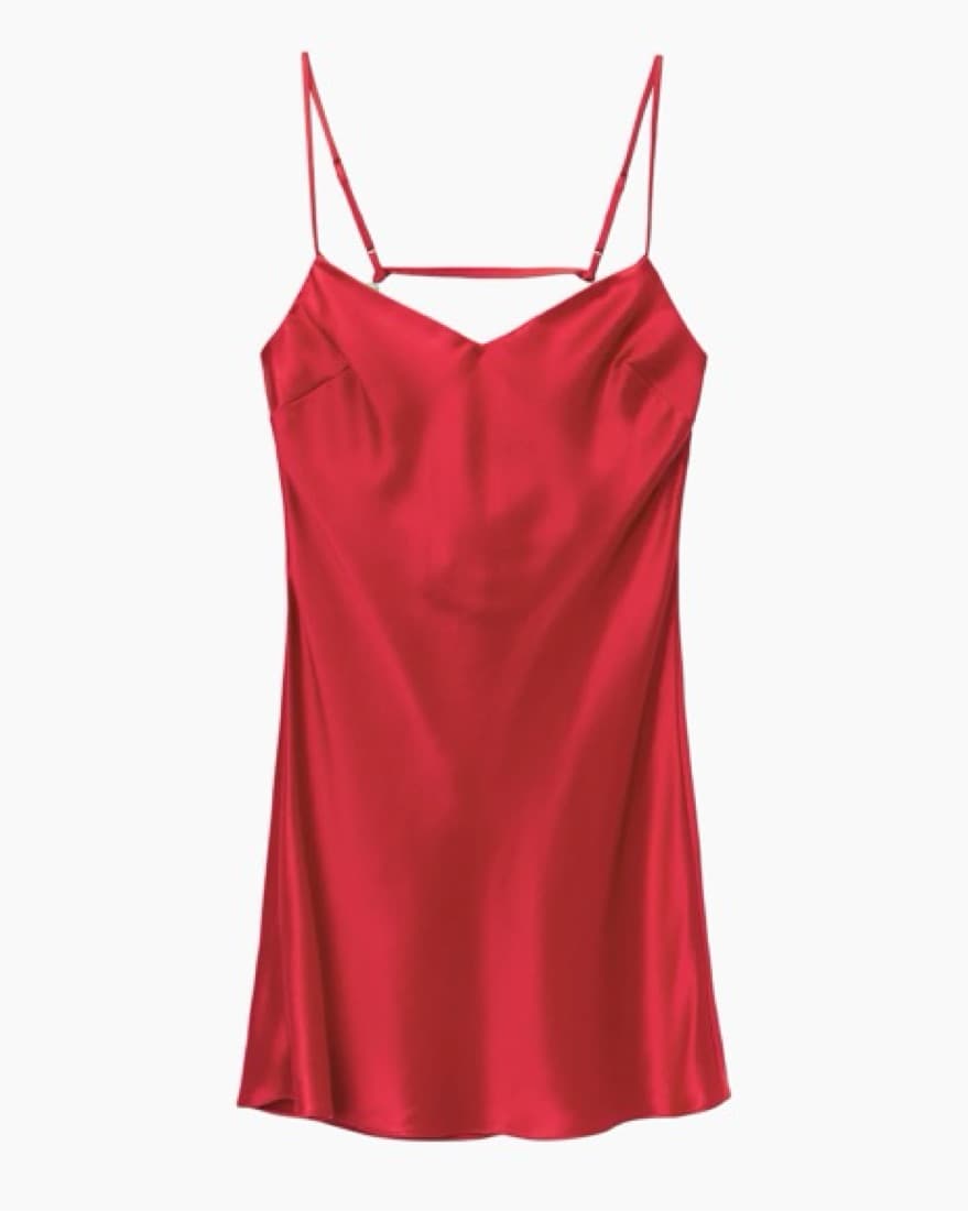 Staud Red Satin Slip Lydia Bead Dress  - Image 4
