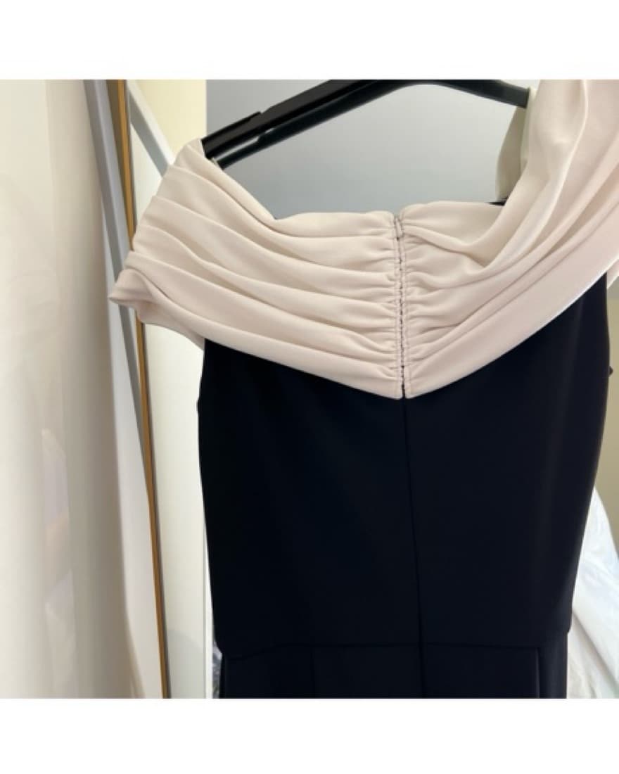Elegant Black and Nude Draped Gown - Image 3