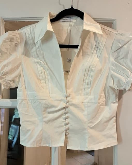White Puff Sleeve Blouse - Image 1