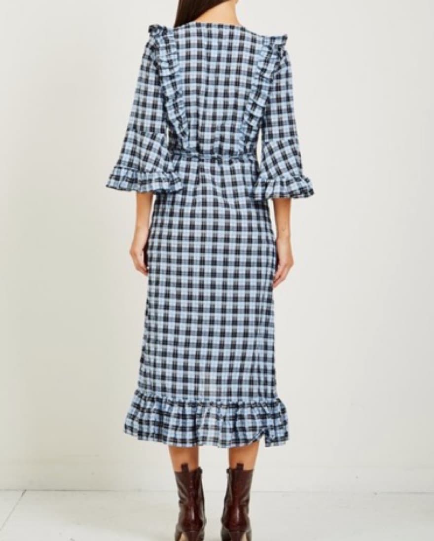 Checkered Ganni Wrap Dress  - Image 4