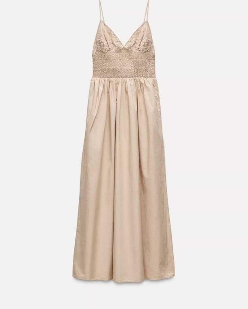 Beige Embroidered Maxi Dress - Image 1