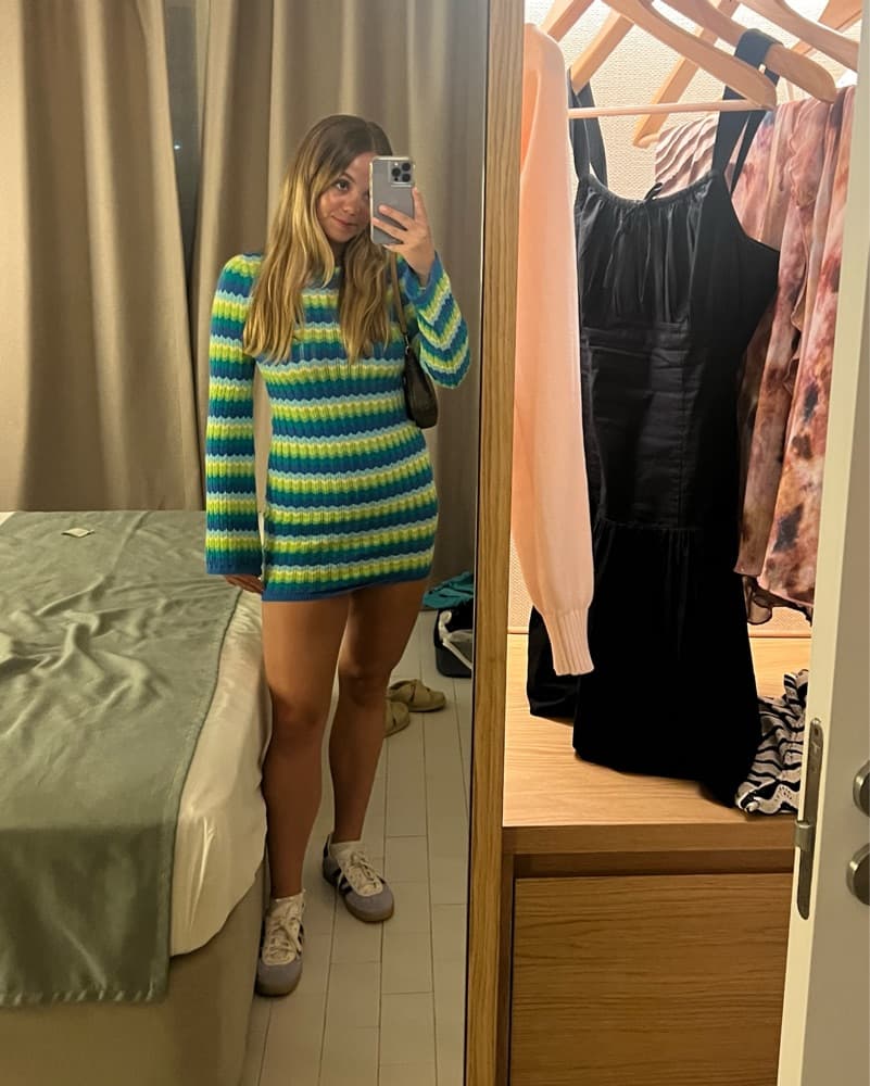 COLORFUL KNIT IBIZA MINI DRESS  - Image 1