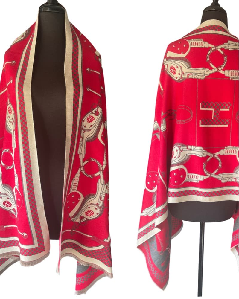 EQUESTRIAN Red Oversized Shawl Wrap - Image 1